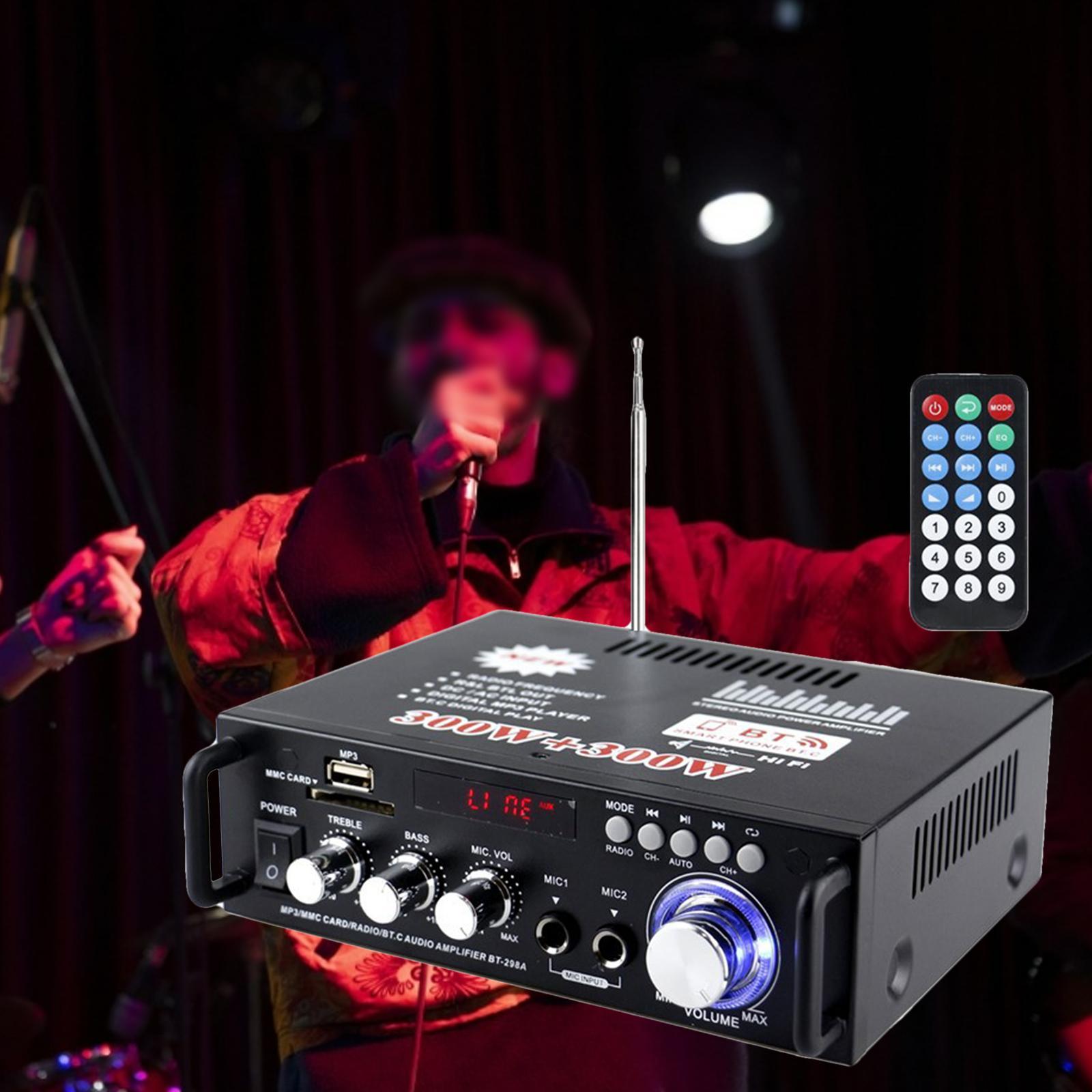 Mini 600W Bluetooth Car Audio Power Amplifier 12V 110V Receiver Speaker Amp