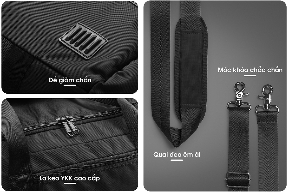 Túi trống du lịch KINGBAG SKY nhiều ngăn, sức chứa lớn, đế giảm chấn, chống nước tốt, khóa kéo YKK, màu