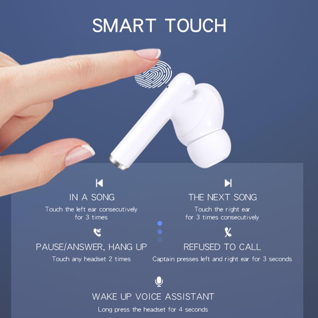 True Wireless Earbuds Bluetooth Headphones Touch Control with Wireless Charging Case Waterproof TWS Stereo Earphones in-Ear Built-in Mic Headset
