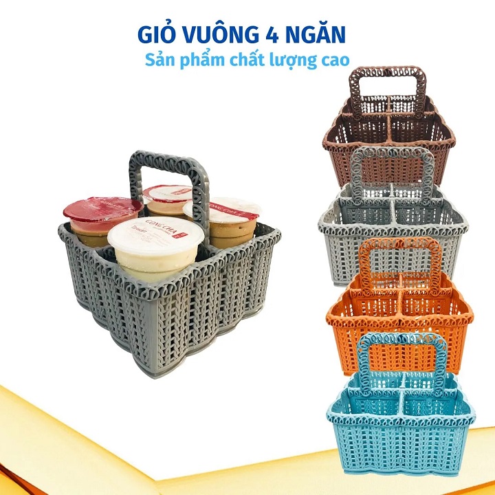 Giỏ đựng đồ 4 ngăn đa năng nhựa cao cấp