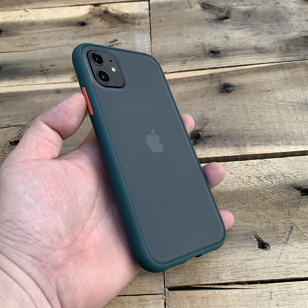 Ốp lưng chống sốc dành cho iPhone 11 nút màu cam - Màu xanh đậm