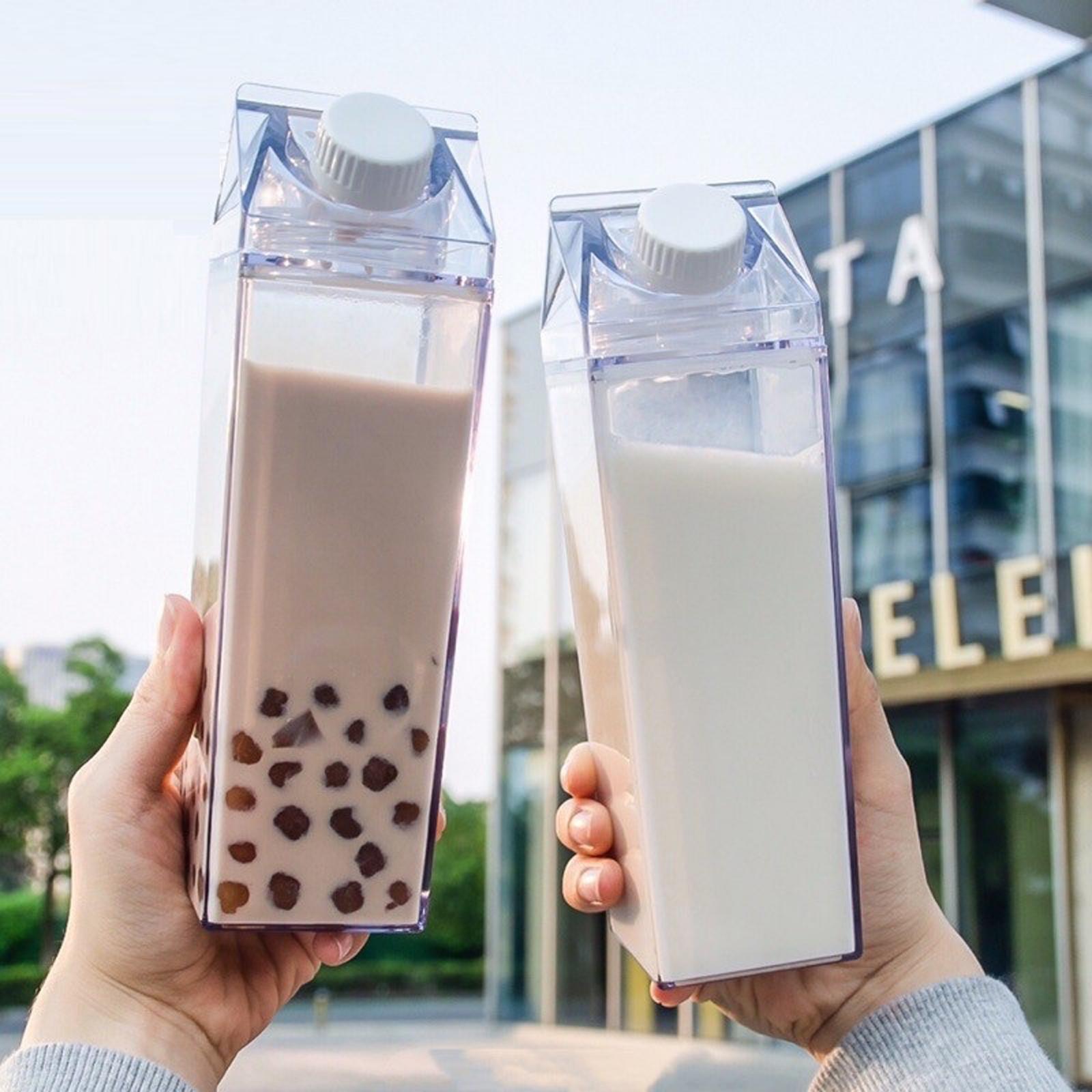 2x Milk Carton Water Bottle Portable Juice Bottle For Travel Camping Coffee