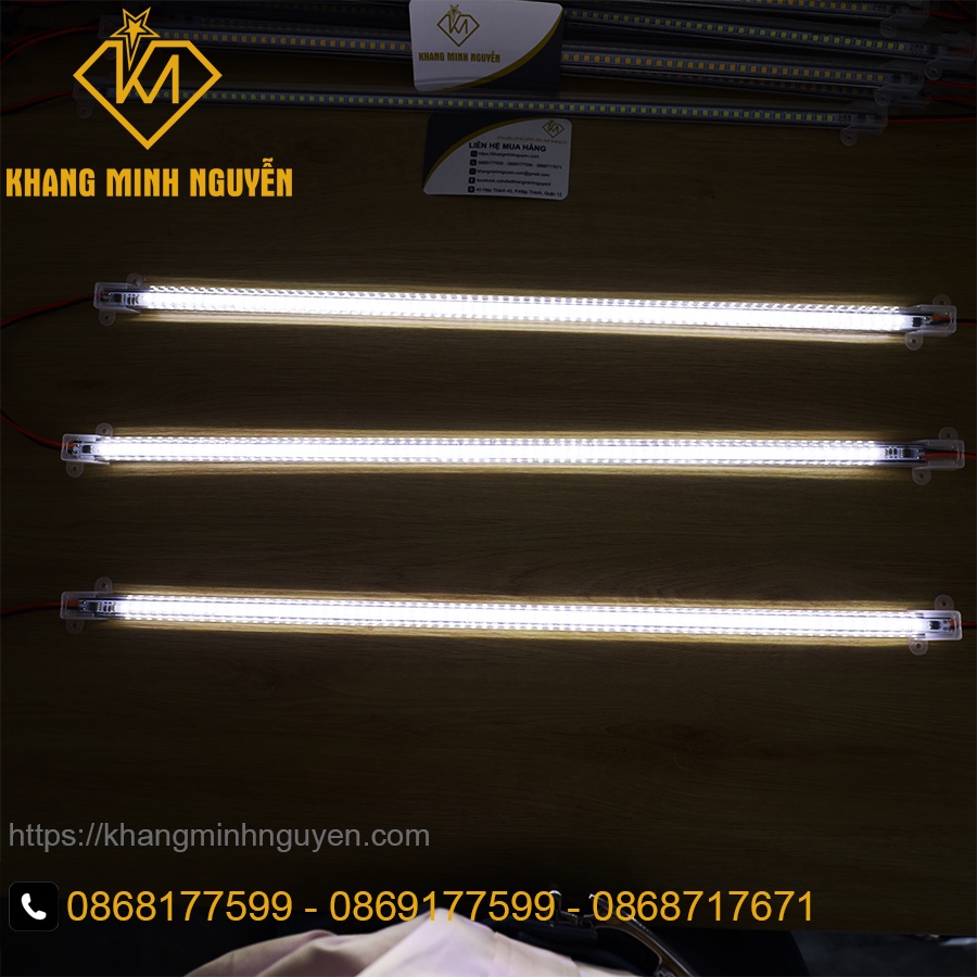 LED thanh 220v 0,5m - 1 hàng bóng chip 2835 SMD siêu sáng có bọc nhựa màu trắng 6000K và vàng 3000K