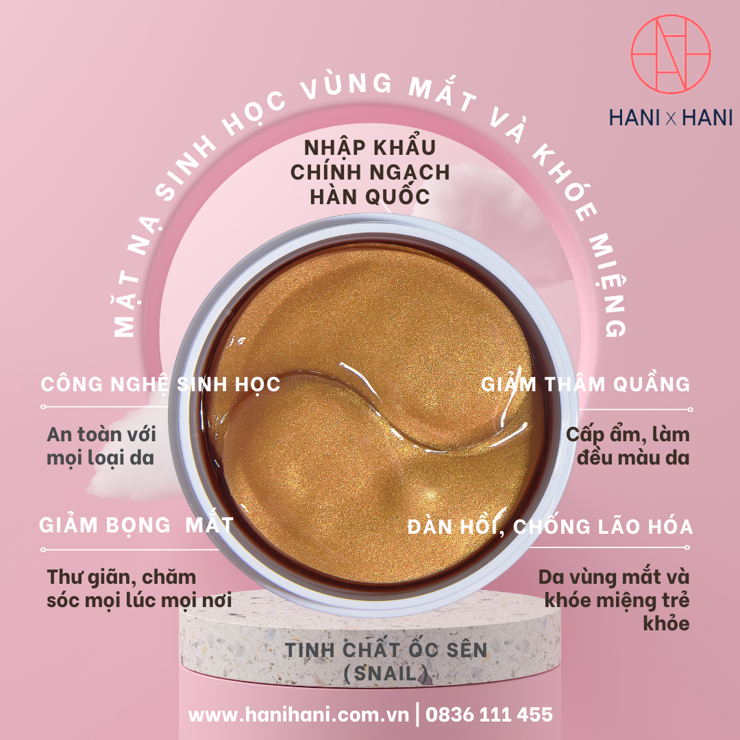 Mặt Nạ Sinh Học Xóa Thâm Và Nếp Nhăn Vùng Mắt - Khóe Miệng Tinh Chất Ốc Sên Cô Đặc Hani x Hani Hộp 60 Miếng nhập khẩu Hàn Quốc