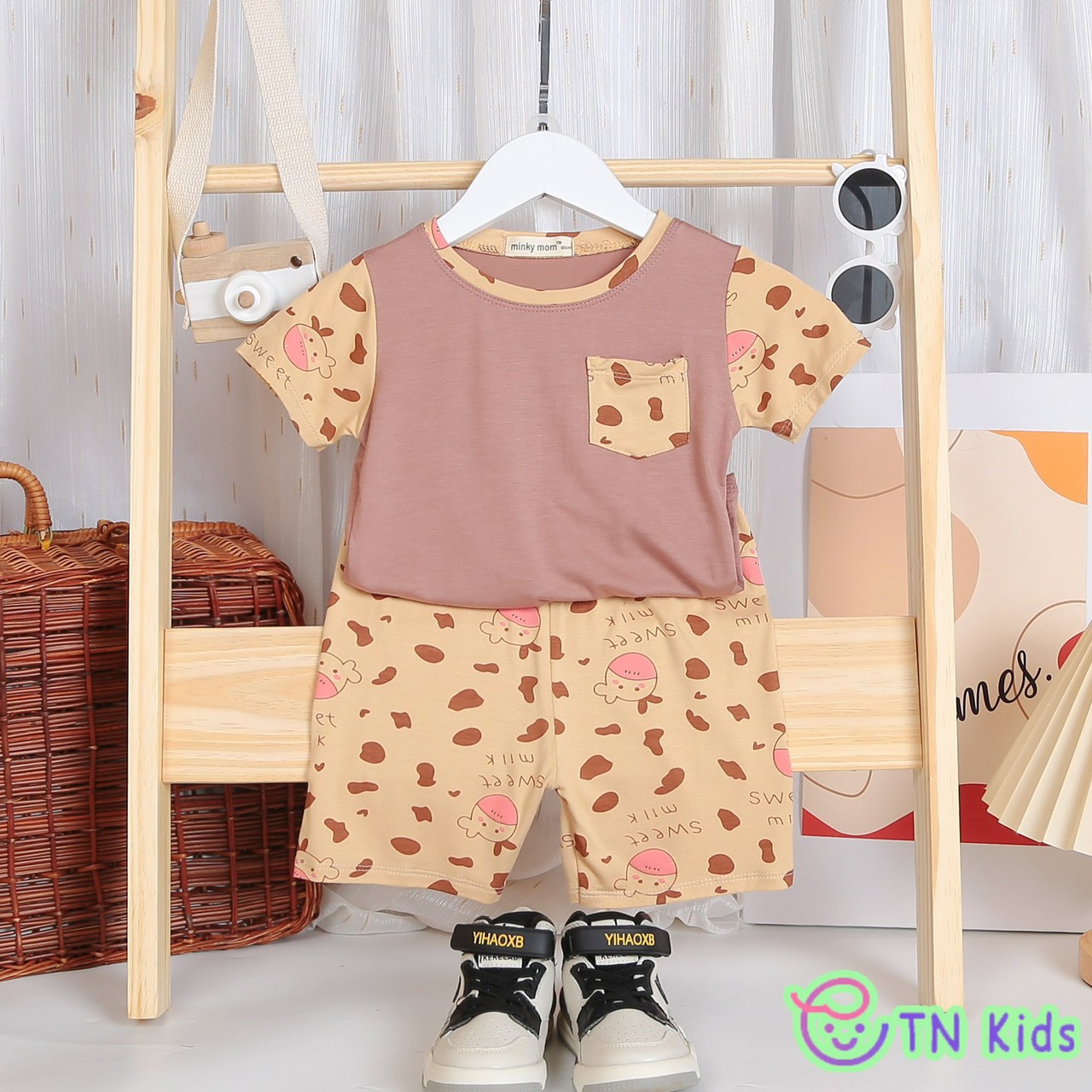 (20-28kg) Bộ Cộc Tay THUN LẠNH MINKY MOM In Hình Toàn Thân Dễ Thương {Hàng chuẩn loại 1