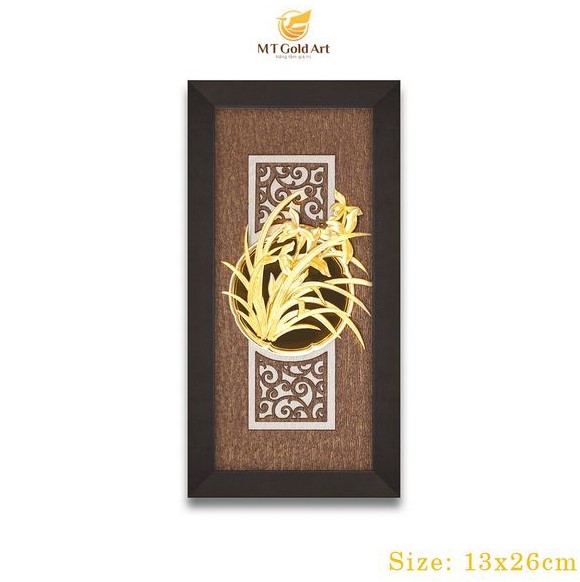 Tranh hoa lan dát vàng 24k mẫu 03 MT Gold Art- Hàng chính hãng, trang trí nhà cửa, phòng làm việc, quà tặng sếp, đối tác, khách hàng, tân gia, khai trương