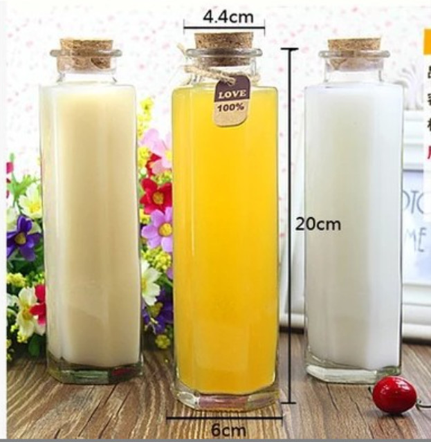 Chai Lục Giác Cao Nắp Gỗ 350ml