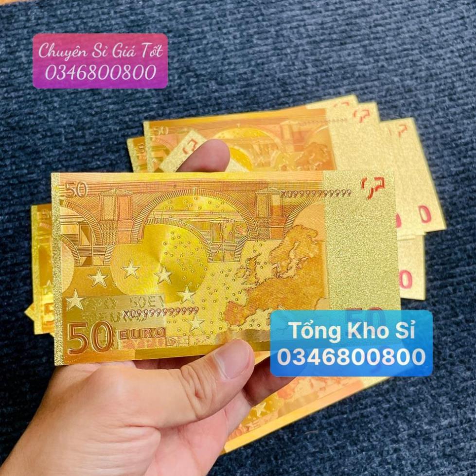 Tờ Tiền Kỉ Niệm 50 EURO Plastic Mạ Vàng Lì Xì Tết May Mắn