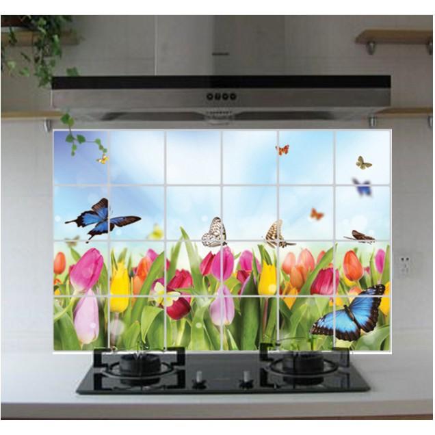 Decal dán bếp tráng nhôm cách nhiệt size lớn - Hoa Bướm