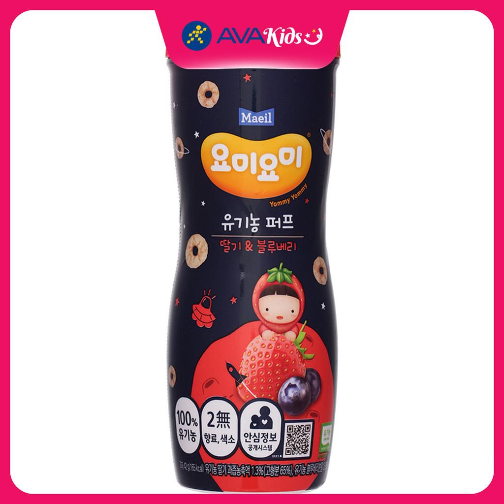 Bánh gạo ăn dặm Maeil Yommy Yommy vị dâu, việt quất lon 42g (từ 1 tuổi) - Hàng Chính Hãng