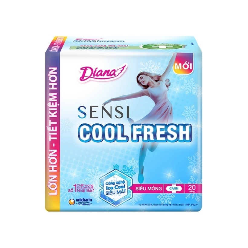 Băng vệ sinh Diana SENSI Cool Fresh siêu mỏng Cánh 20-1908