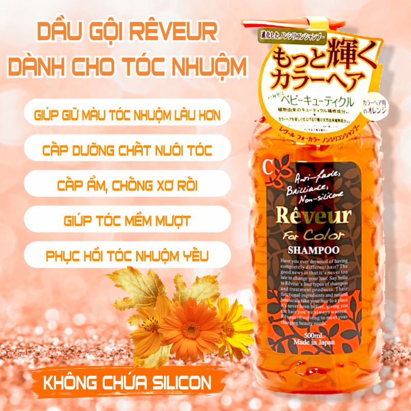 Dầu Gội Đầu Phục Hồi Tóc Dành Cho Tóc Nhuộm Rêveur For Color Shampoo 500ml (Combo 500ml Và Set 24ml)