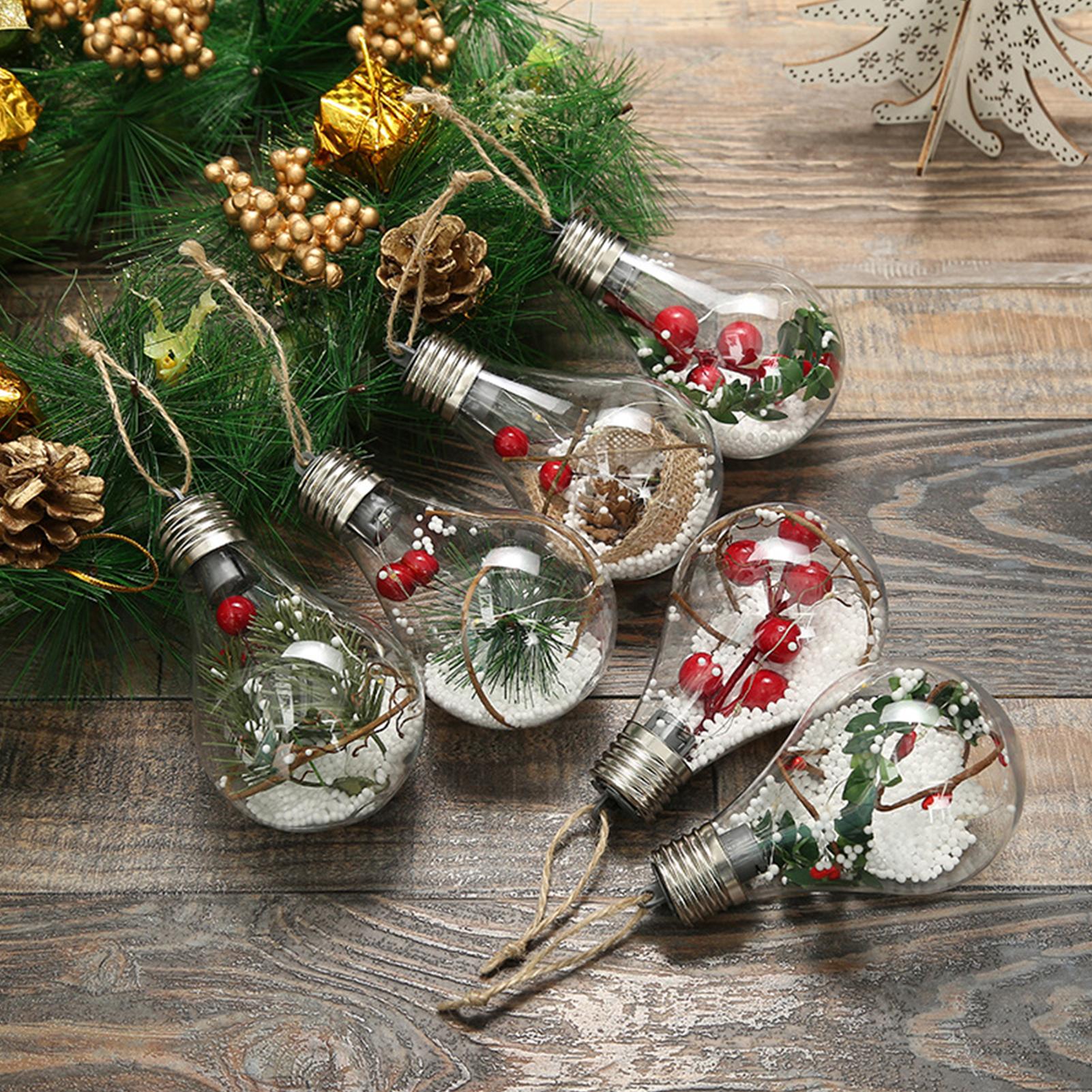 LED Christmas Ball Transparent Hanging Ornament Bulb Globe Light Up Pendant Decoration for Christmas Holiday Party Gift