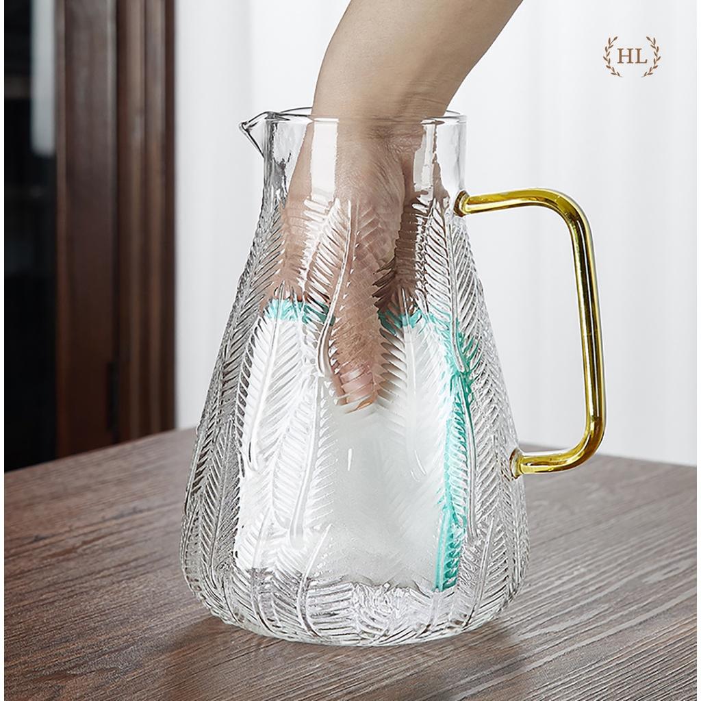 Bộ bình cốc vân lá liễu dập nổi | BỘ BÌNH CỐC THỦY TINH CHỊU NHIỆT BOROSILICATE SIÊU BỀN SIÊU NHẸ CAO CẤP KHÔNG Ố MÀU