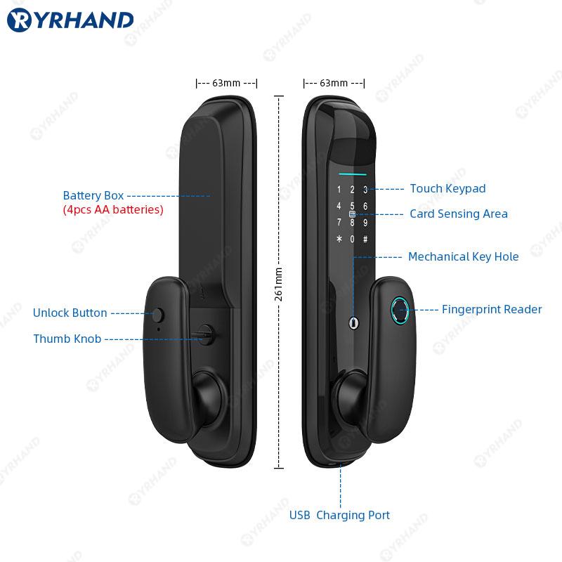 Yrhand Tuya WiFi Kỹ thuật số Khóa điện tử cho nhà thông minh khóa sinh trắc học Kỹ thuật số