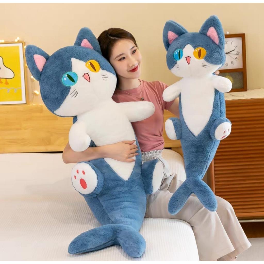 Gấu bông Mèo Cá Mạp đáng yêu, Mèo Bông tam thể mắt hai màu cute, vải lông siêu mịn