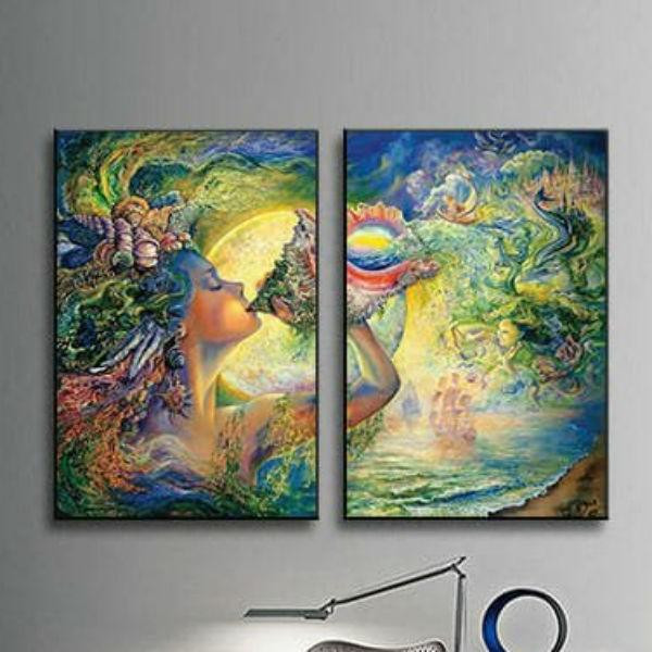 Bộ 2 Tranh Ép Gỗ Treo Tường Cô Gái "Giấc Mơ Của Biển" W502