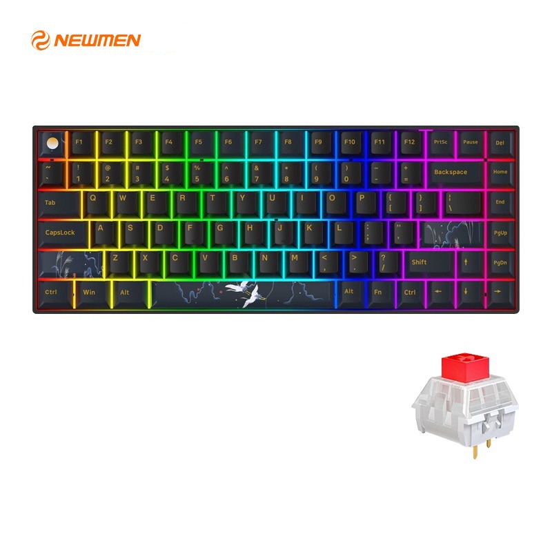 Bàn phím cơ không dây Newmen GM840 Pro  (Hạc - Trăng &amp; Mây) G-Pro Yellow Axis - Hàng Chính Hãng