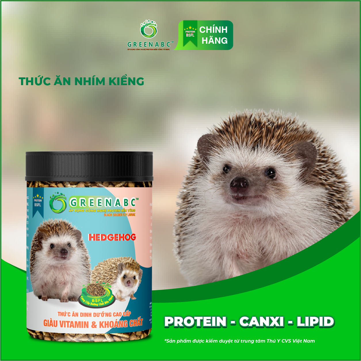 Thức ăn Nhím Kiểng GREENABC – Cung cấp đầy đủ protein - canxi - lipid thơm ngon kích thích khứu giác, ăn ngon – Hộp 280g