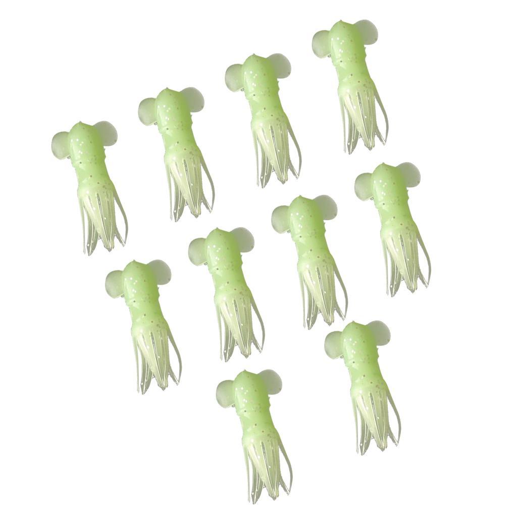 10Pcs 7cm 7g Silicone Fishing Lures Soft Octopus Squid Skirts Luminous Baits