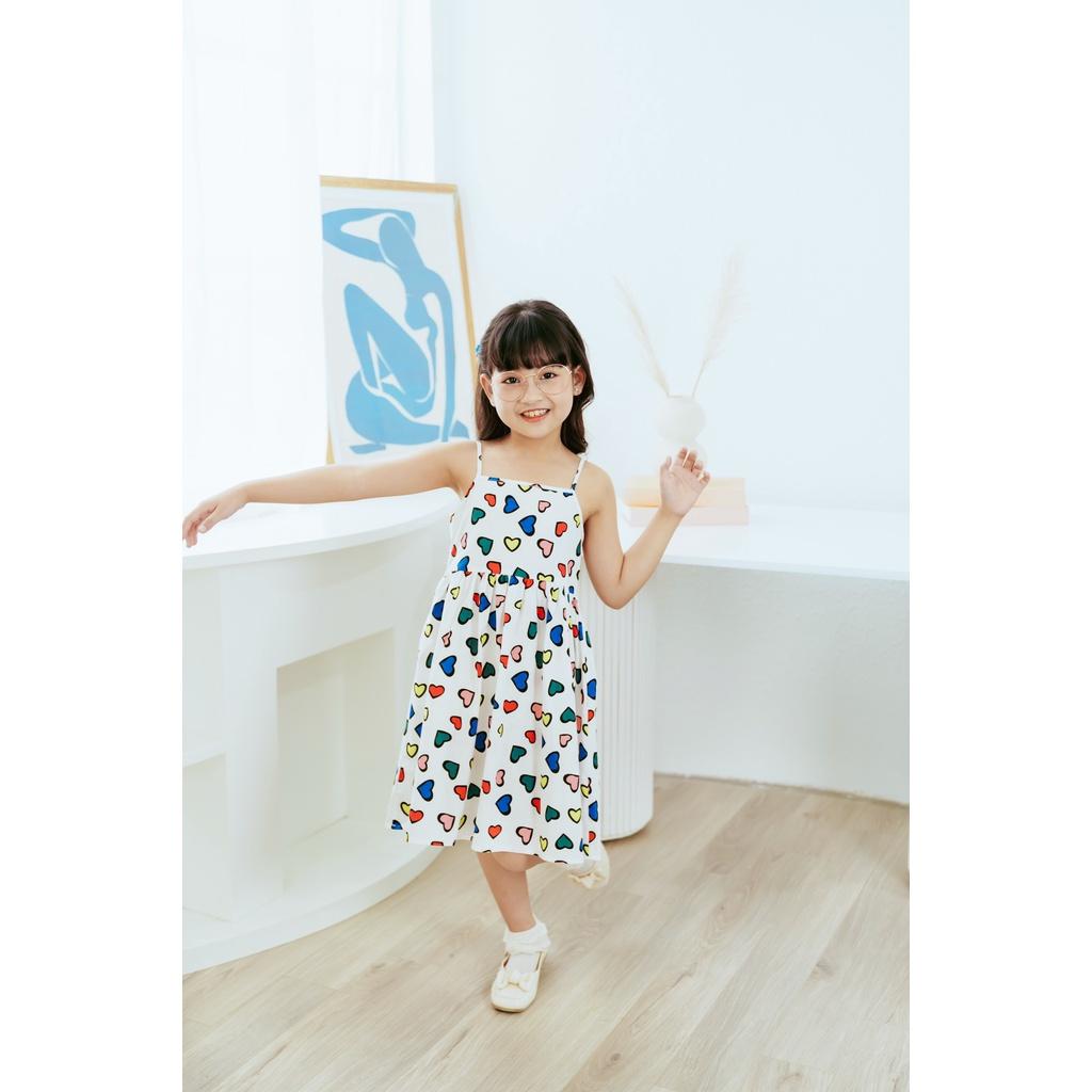 Váy đầm bé gái 2 dây mùa hè ,nơ sau lưng, BKID SHOP