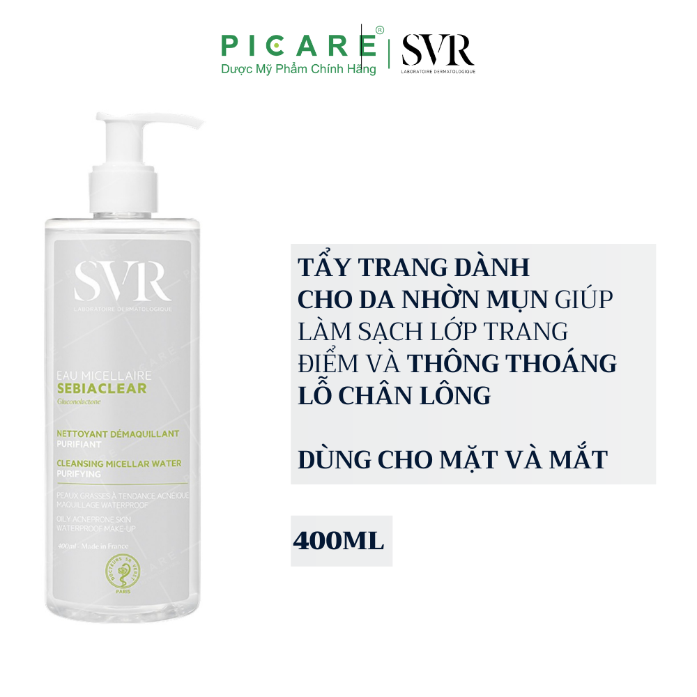 Mua Nước Làm Sạch Da, Tẩy Trang Và Loại Bỏ Dầu SVR Sebiaclear Eau Micellaire  Chai 400ml - SEM tại PICARE VIET NAM | Tiki