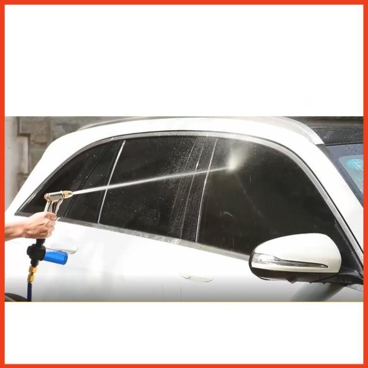 Bộ dây vòi xịt nước rửa xe, tưới cây . tăng áp 3 lần, loại 3m, 5m 206587 cút sập,nối nhựa vàng+ tặng mở chai