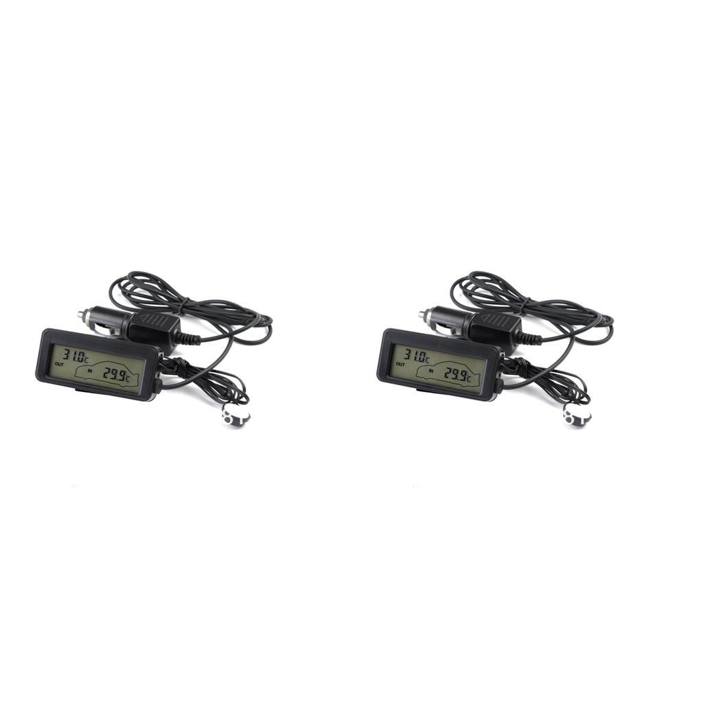 2x Car Digital Thermometer Backlight LCD Car Inside/Outside Temp Red+Blue
