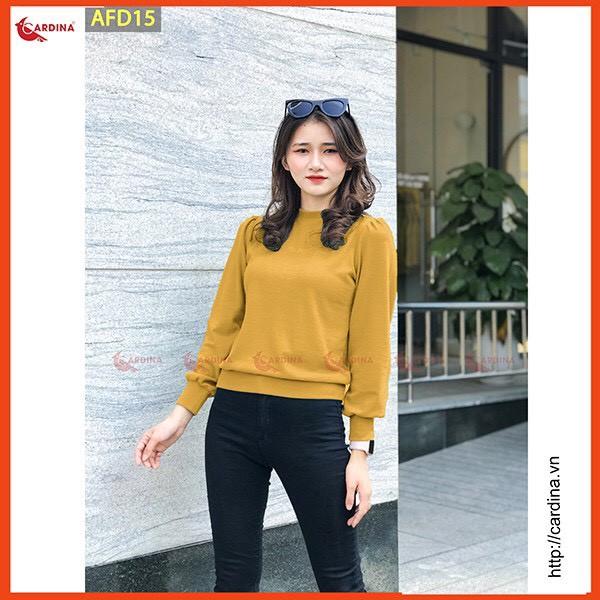 Áo Nỉ Nhung Thu Đông Nữ Cao Cấp Dáng Bo, Vai Bồng Dài Tay, Màu sắc Ngọt Ngào, Trang Nhã, Nữ Tính