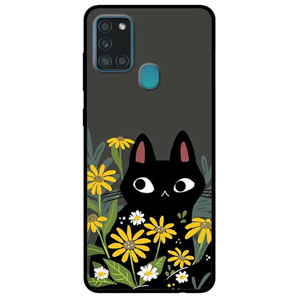 Ốp lưng dành cho Samsung Galaxy A12 / A21s / A31 - Mèo Đen Hoa Vàng