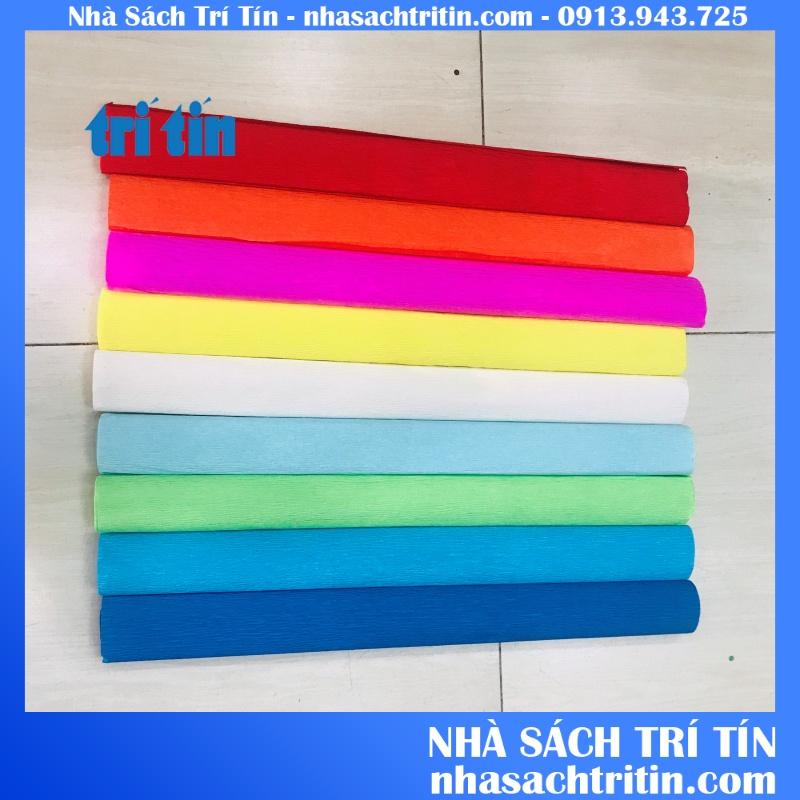 Cuộn giấy nhún giấy nhăn làm hoa giấy đủ màu sắc size 50cm x 250 cm (vpp TRÍ TÍN)