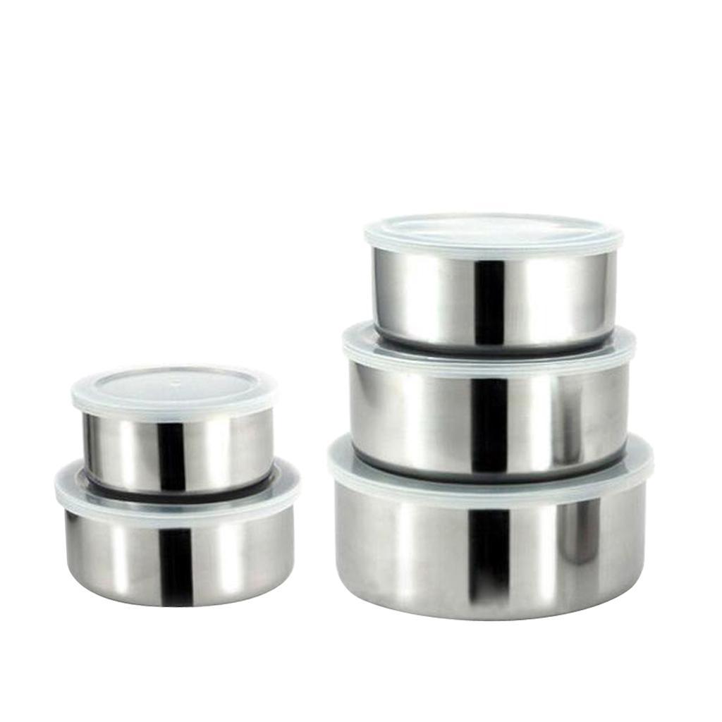 5Pcs Stainless Steel Mixing Bowl With Airtight Lids Bowls Convenient Storage
