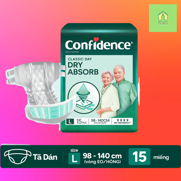 Tã dán Người Lớn Confidence Classic Day size L15 (15 miếng)