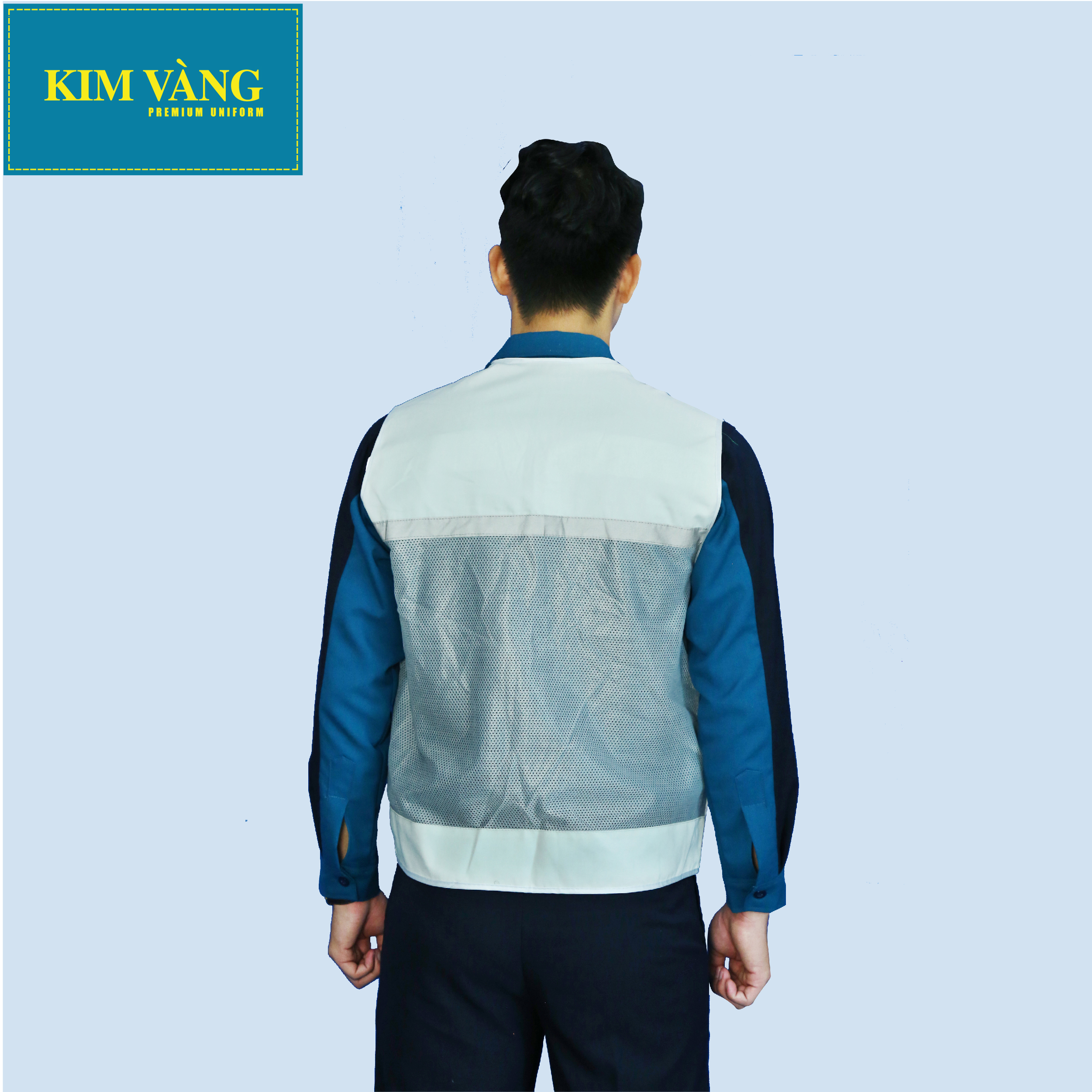 Áo ghile kĩ sư, đồng phục bảo hộ lao động chất liệu kaki TC phối lưới phản quang 3M cao cấp - Màu xám