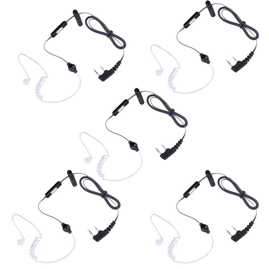 5 Pieces Radio Headset PTT Mic Acoustic Tube Earpiece Black
