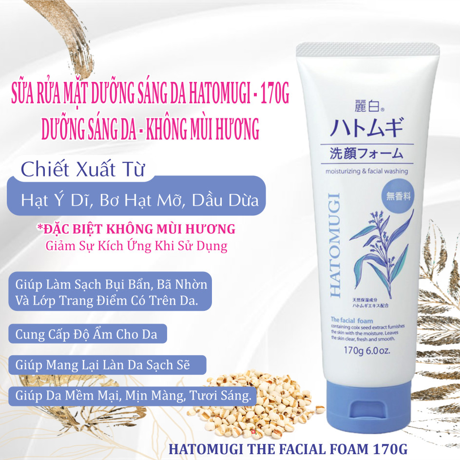 Kumano Sữa Rửa Mặt Dưỡng Sáng Da Ngừa Mụn Hatomugi 170g
