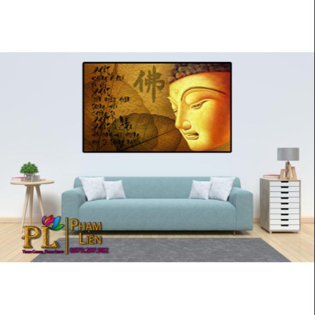 Tranh in canvas hình phật 60x100 giá kèm khung