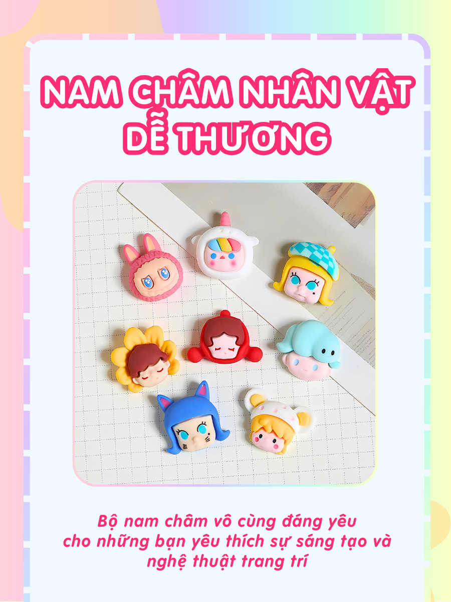 Nam châm siêu mạnh hít tủ lạnh Dola Home Baby khóc, hộp mù blind box, đính thời khóa biểu, sticker, giấy note, decor phòng ngủ