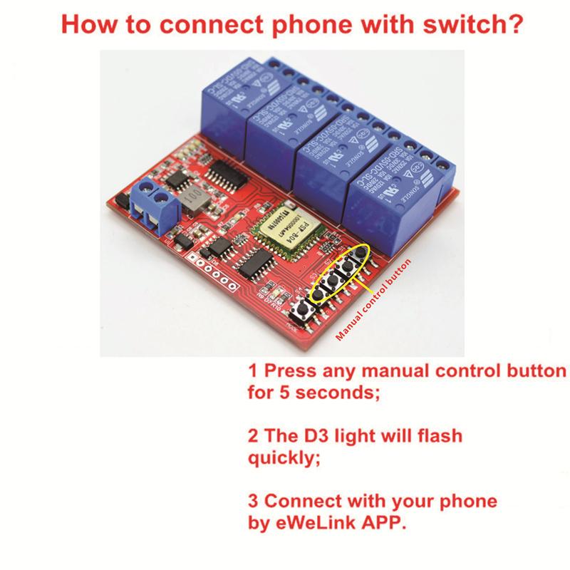 DC7-24V 4 Channel Light Lamp Switch 433mhz Wireless Remote Control Module DIY Part
