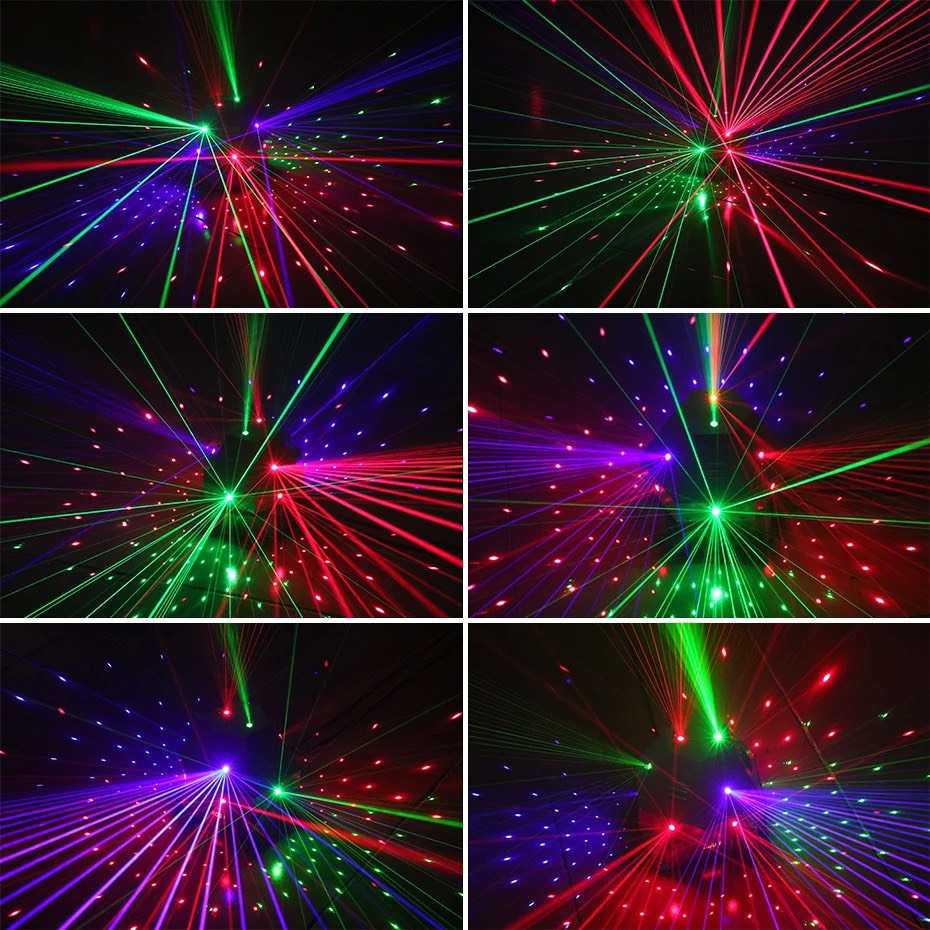 ĐÈN NẤM LASER 11 MẮT - HIỆU ỨNG CHÙM TIA + MÔ HÌNH ÁNH SÁNG LASER RGB .