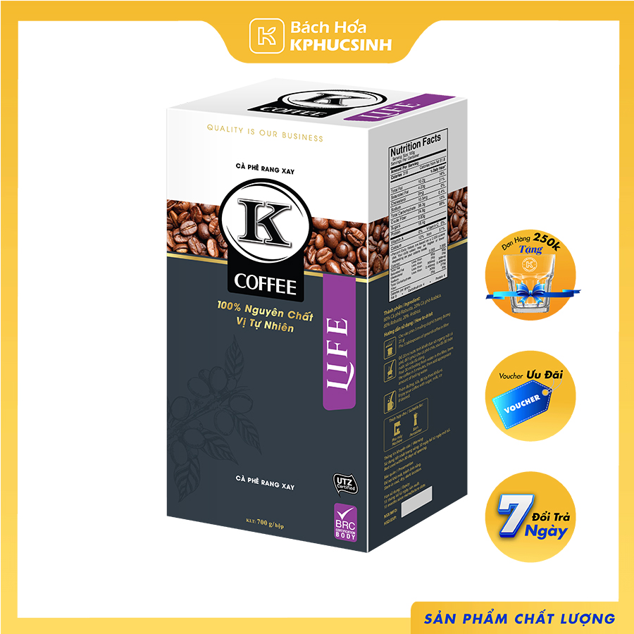 [Giao Nhanh HCM] Cà Phê Rang Xay K-Coffee Life (700g / Hộp)