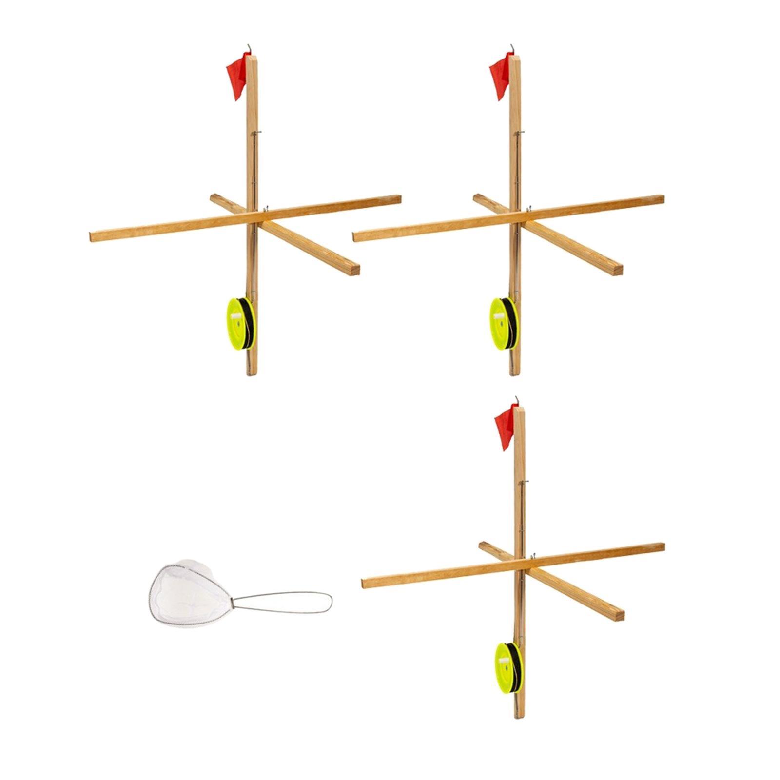 Ice Fishing Tip up Fishing Rod  Collapsible with  and Spoon Net Automatic Fishing Device Portable Fishing Tools Accessories