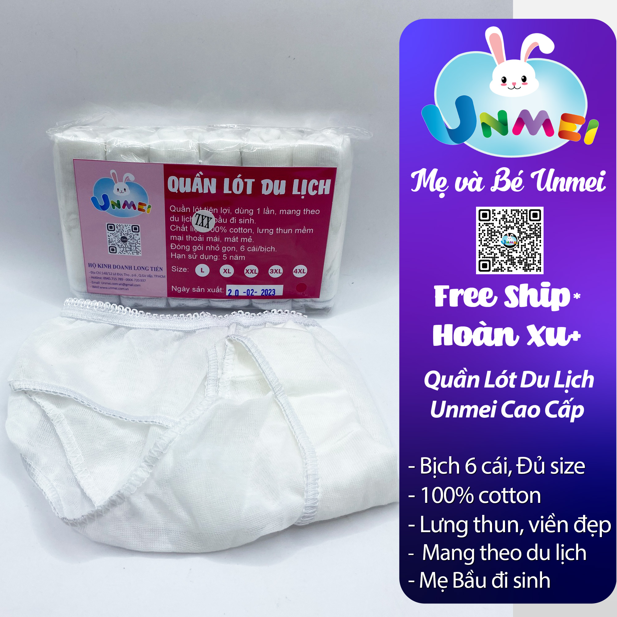 SET 6 QUẦN LÓT GIẤY COTTON UNMEI DÙNG 1 LẦN CHO MẸ BẦU MẸ SAU SINH/SINH VIÊN HỌC QUÂN SỰ/ DU LỊCH ( HÀNG LOẠI 1