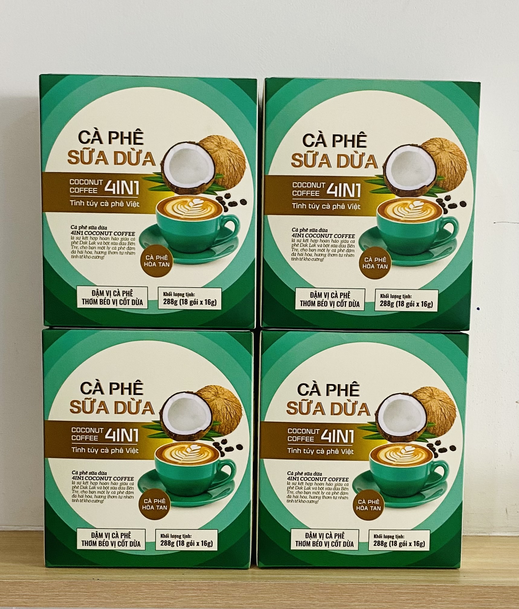 (Hộp 18 gói) Cà Phê Sữa Dừa 4in1 EVEREST COFFEES .Tiêu Chuẩn FDA Hoa Kỳ. Hàng Việt Nam Chất Lượng Xuất Khẩu Mỹ