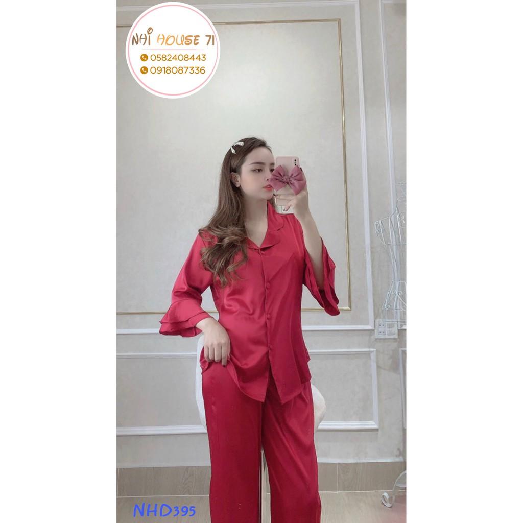 BỘ NGỦ PIJAMA TAY LỮNG PHỐI BÈO LỤA TÔ CHÂU NHIHOUSE71 QUẦN LAI BÈO SIÊU CUTE FREESIZE DƯỚI 65 kG