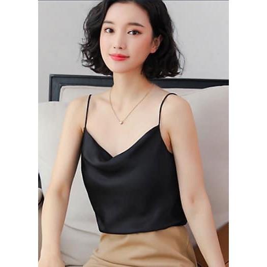 Áo 2 Dây Nữ Cổ Đổ Chất Đũi Lụa Siêu Mịn Mát Nhiều Màu Siêu Đẹp