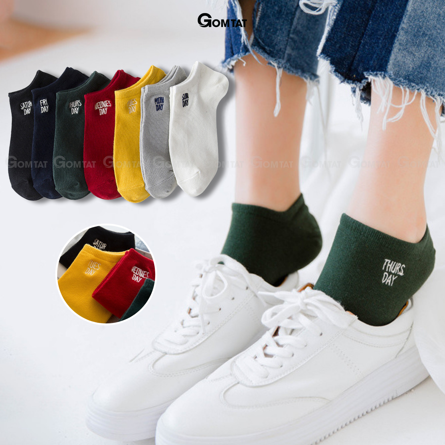 Set 7 đôi Vớ cổ ngắn nữ chất liệu cotton cao cấp, tất nữ cổ thấp 7 đôi sử dụng 7 ngày - VOTUAN-NU02