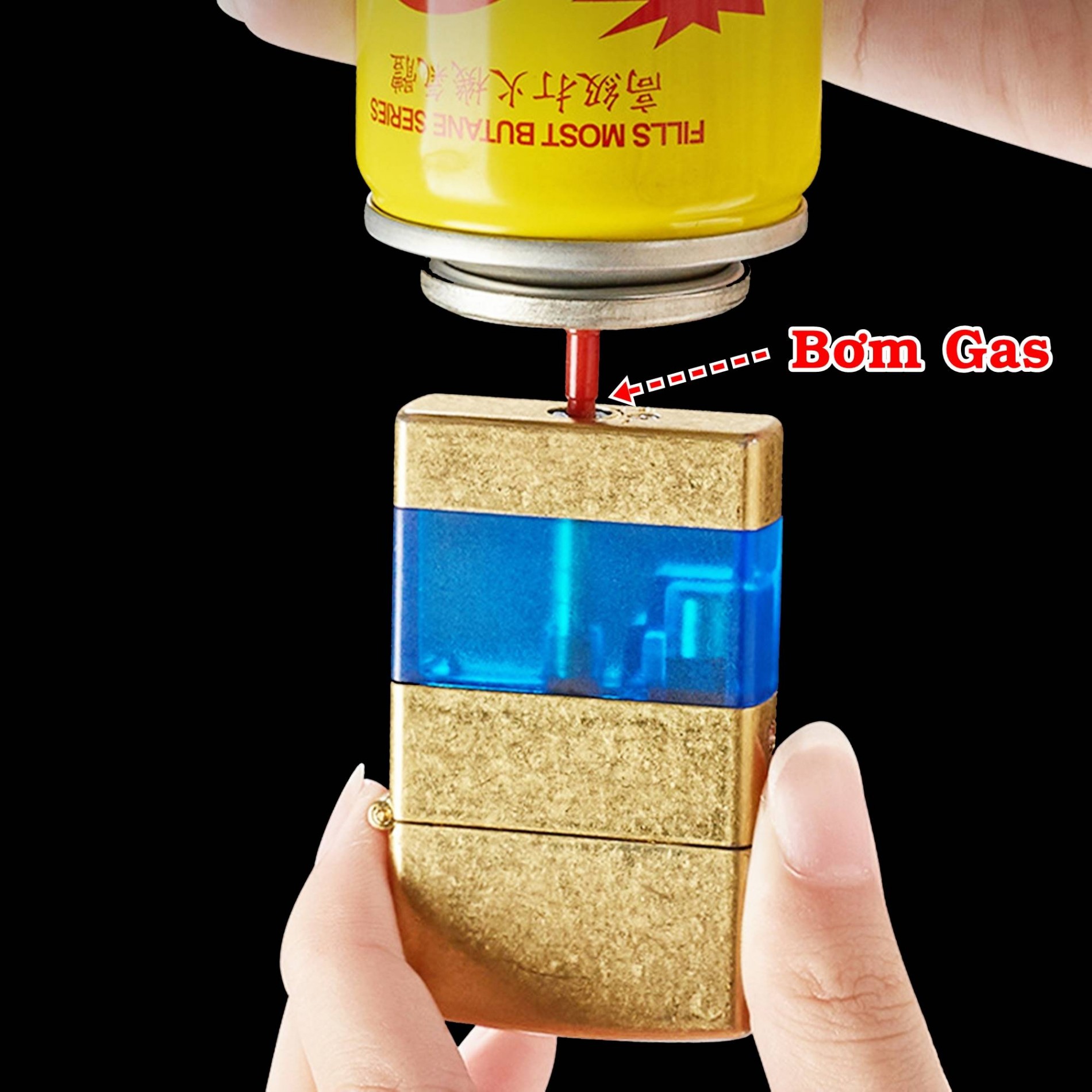 Hột Quẹt Bật Lửa lửa khè gas lộ thiên màu cổ điển - xài gas