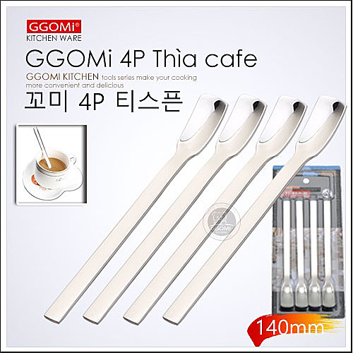 Hàng Chính Hãngbộ Thìa Pha Trà, Pha Cafe Bằng Thép Không Gỉ An Toàn Sức Khỏe Dài 14Cm Của Ggomi Hàn Quốc - Combo 4 Món