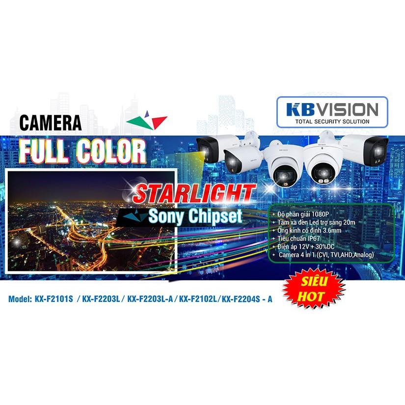 Camera HD Analog 4in1 2MP Full Color KBVISION KX-CF2203L đập tan bóng tối Hàng Chính Hãng